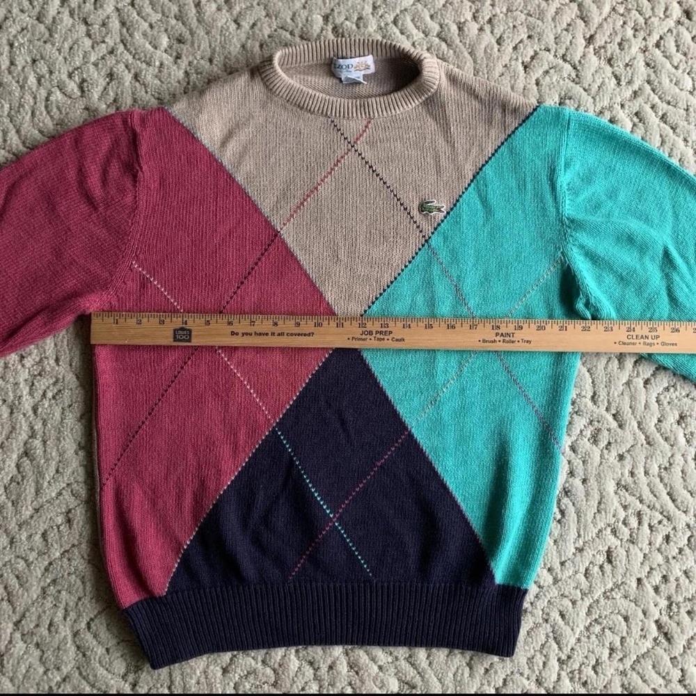 Vintage IZOD Club Argyle Sweater Men’s L — 90s Colorblock Preppy Retro